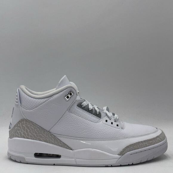 Nike Air Jordan 3 Retro White Silver Sneakers CT8532 111 Men Size 12 NEW main image 5